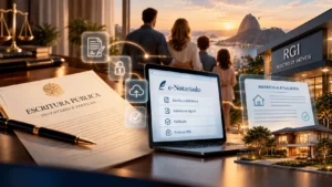 Quanto custa um inventário no RJ em 2026: ilustração de família, escritura pública, e-Notariado e registro de imóvel no RGI.