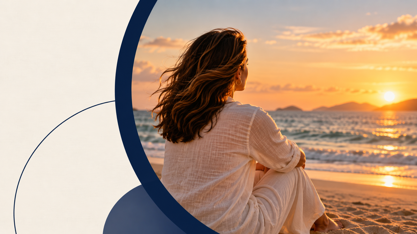 Mulher de costas observando o pôr do sol na praia, imagem ilustrativa sobre união estável e direito à herança.